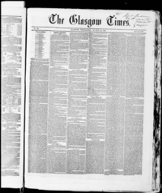 cover page of Glasgow Times published on August 26, 1857