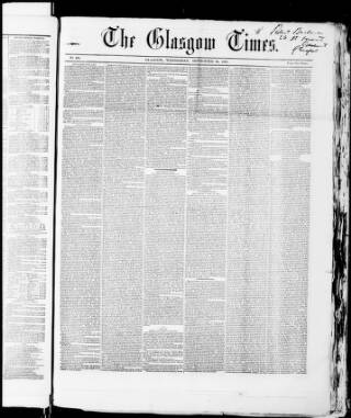 cover page of Glasgow Times published on September 30, 1857