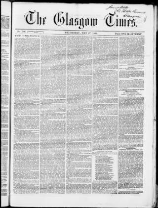 cover page of Glasgow Times published on May 27, 1868