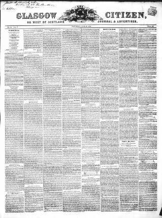 cover page of Glasgow Citizen published on June 29, 1844