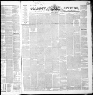 cover page of Glasgow Citizen published on May 22, 1852