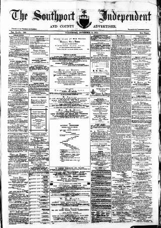 cover page of Southport Independent and Ormskirk Chronicle published on November 2, 1870