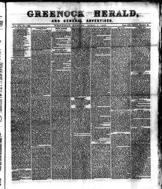 cover page of Greenock Herald published on April 1, 1868