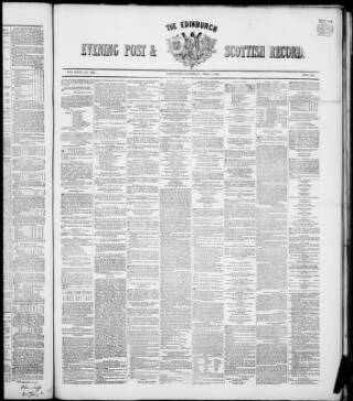 cover page of Edinburgh Evening Post and Scottish Standard published on April 1, 1854