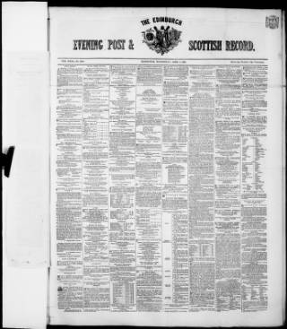 cover page of Edinburgh Evening Post and Scottish Standard published on April 1, 1857