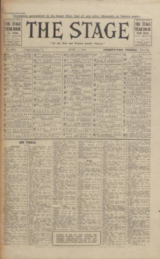 cover page of The Stage published on April 1, 1926