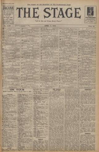 cover page of The Stage published on April 1, 1943