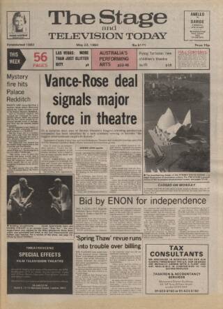 cover page of The Stage published on May 22, 1980