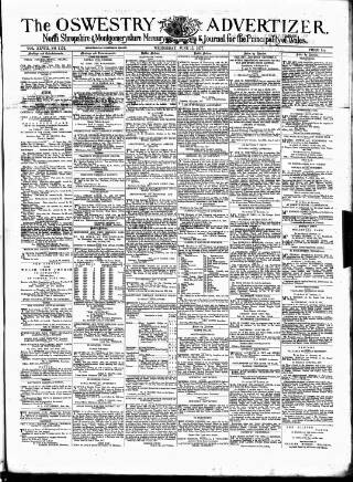 cover page of Oswestry Advertiser published on June 13, 1877