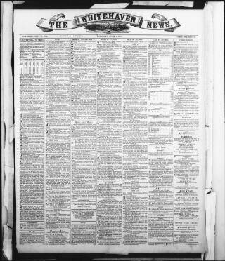 cover page of Whitehaven News published on April 1, 1897