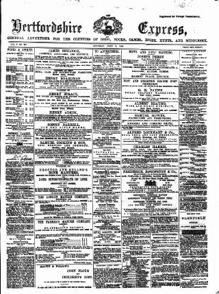 cover page of Hertfordshire Express published on June 13, 1868