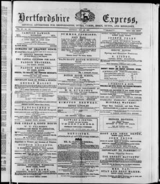 cover page of Hertfordshire Express published on May 22, 1875