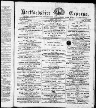 cover page of Hertfordshire Express published on April 1, 1876