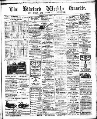 cover page of North Devon Gazette published on August 2, 1870