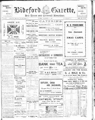cover page of North Devon Gazette published on November 2, 1909