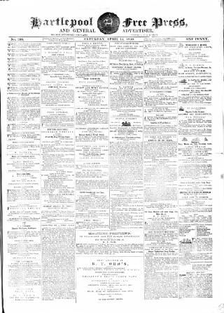 cover page of Hartlepool Free Press and General Advertiser published on April 14, 1860