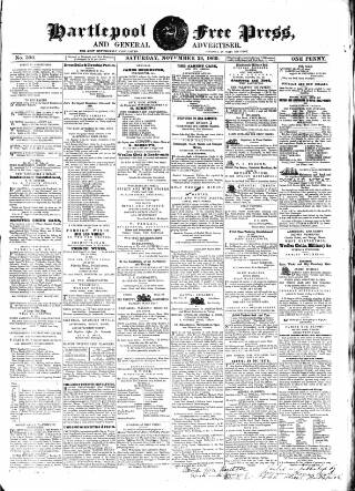 cover page of Hartlepool Free Press and General Advertiser published on November 24, 1860