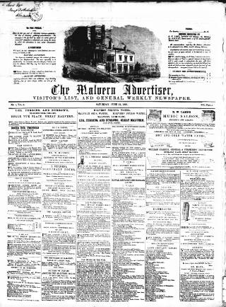 cover page of Malvern Advertiser published on June 13, 1857