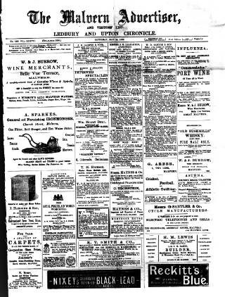 cover page of Malvern Advertiser published on May 14, 1892