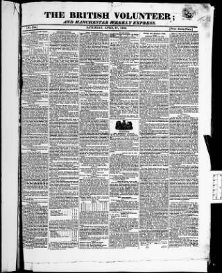 cover page of British Volunteer and Manchester Weekly Express published on April 27, 1822