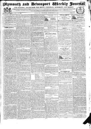 cover page of Plymouth and Devonport Weekly Journal published on November 22, 1832