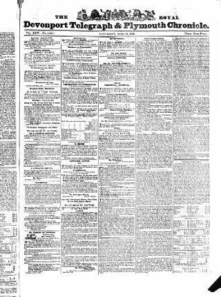 cover page of Royal Devonport Telegraph and Plymouth Chronicle published on April 14, 1832