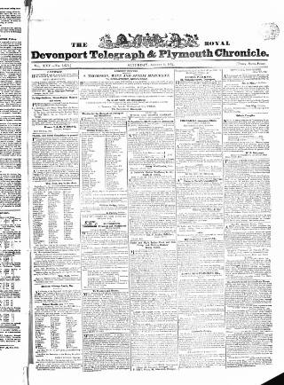 cover page of Royal Devonport Telegraph, and Plymouth Chronicle published on August 4, 1832