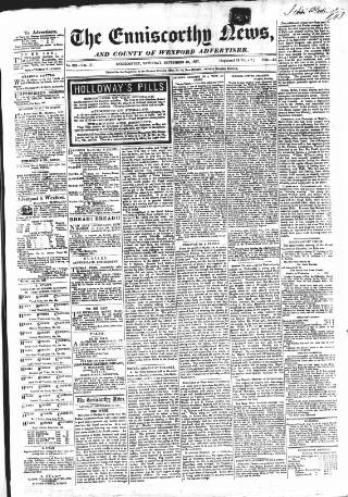 cover page of Enniscorthy News published on September 28, 1867