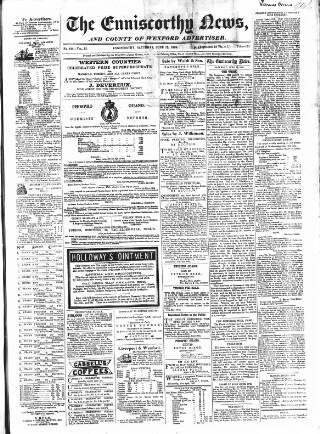 cover page of Enniscorthy News published on June 13, 1868