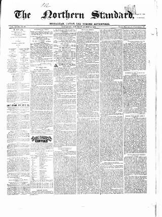 cover page of Northern Standard published on August 2, 1862