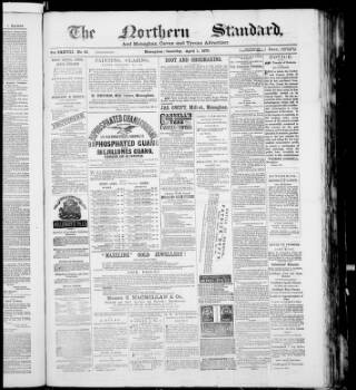 cover page of Northern Standard published on April 1, 1876