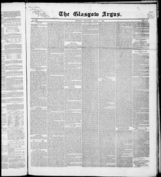 cover page of Glasgow Argus published on April 1, 1844