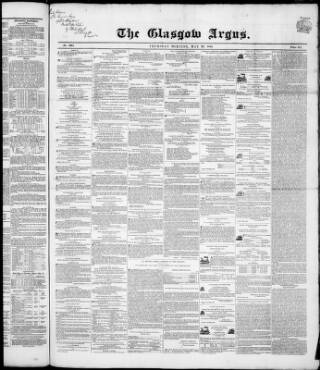 cover page of Glasgow Argus published on May 22, 1845