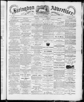 cover page of Faringdon Advertiser and Vale of the White Horse Gazette published on November 2, 1878