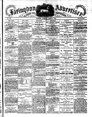 cover page of Faringdon Advertiser and Vale of the White Horse Gazette published on August 2, 1884