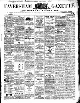 cover page of Faversham Gazette published on April 25, 1857