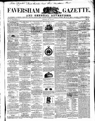 cover page of Faversham Gazette published on May 16, 1857