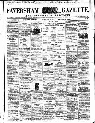 cover page of Faversham Gazette, and Whitstable, Sittingbourne, & Milton Journal published on June 13, 1857