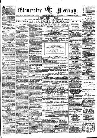 cover page of Gloucester Mercury published on June 13, 1874