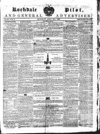 cover page of Rochdale Pilot published on April 24, 1858