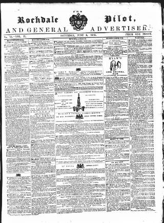 cover page of Rochdale Pilot, and General Advertiser published on June 5, 1858