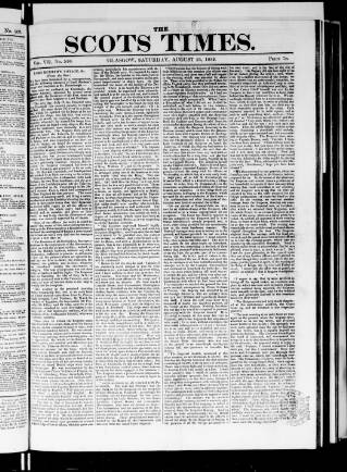cover page of Scots Times published on August 25, 1832