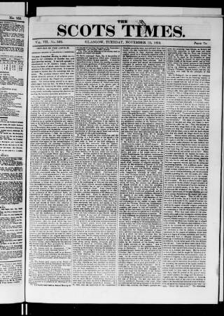 cover page of Scots Times published on November 13, 1832