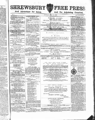 cover page of Shrewsbury Free Press published on April 14, 1866