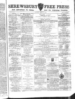 cover page of Shrewsbury Free Press, and Advertiser for Salop published on August 25, 1866