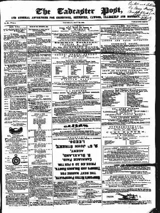 cover page of Tadcaster Post and General Advertiser for Grimstone published on May 22, 1862