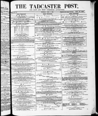 cover page of Tadcaster Post and General Advertiser for Grimstone published on April 1, 1875