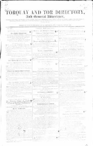 cover page of Torquay Directory and South Devon Journal published on May 22, 1846