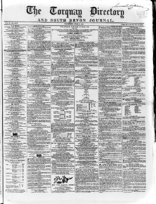 cover page of Torquay Directory and South Devon Journal published on June 13, 1855