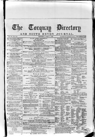 cover page of Torquay Directory and South Devon Journal published on August 17, 1864